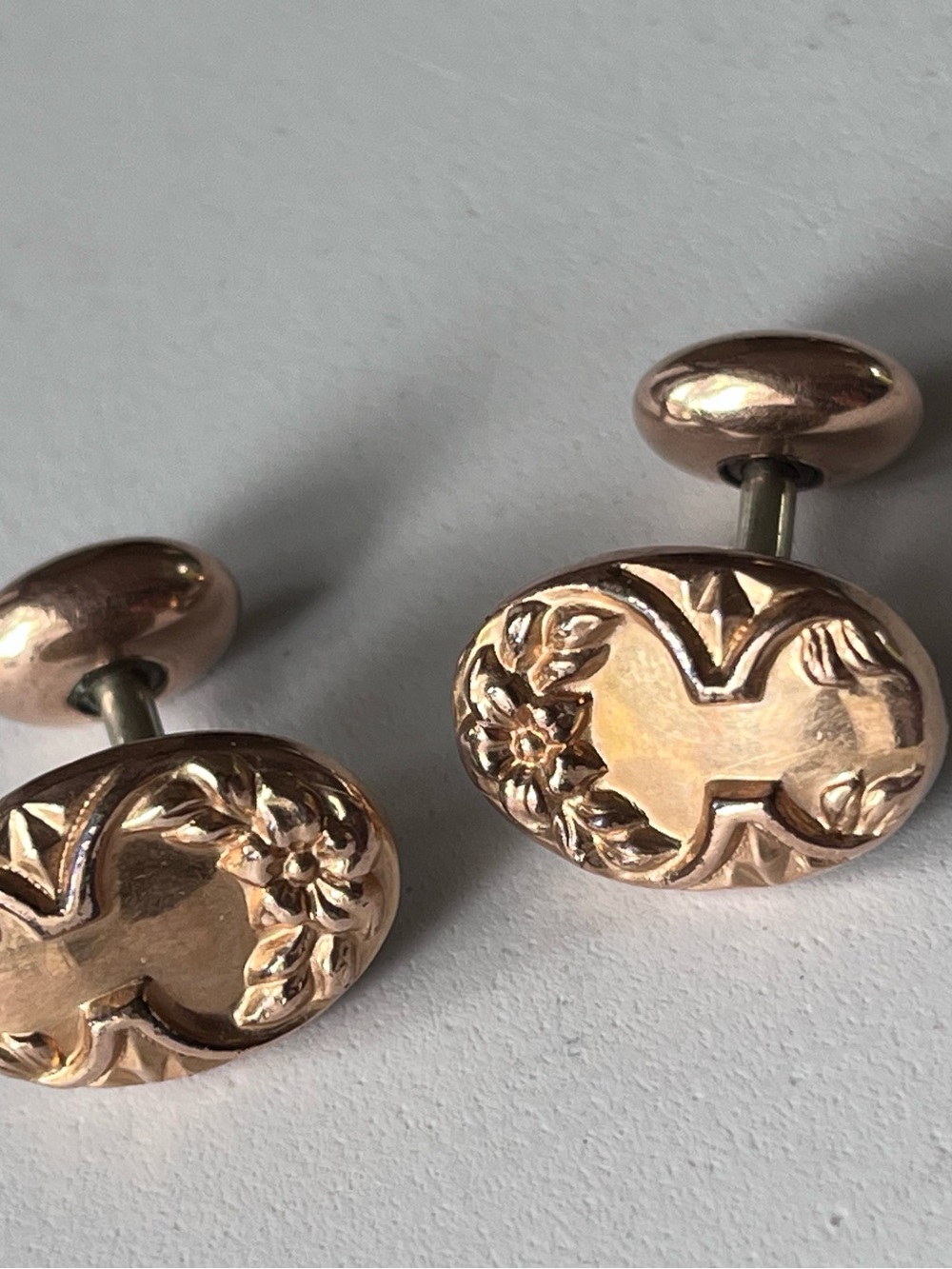 Rosegold filled vintage filigree cufflinks - Picture 2 of 5